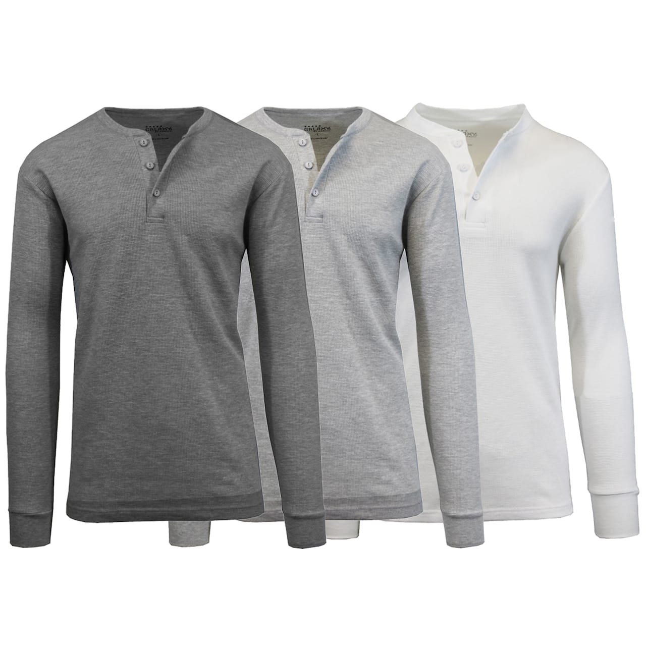 Men's Long Sleeve Waffle-Knit Thermal Henley Shirt 3 Pack